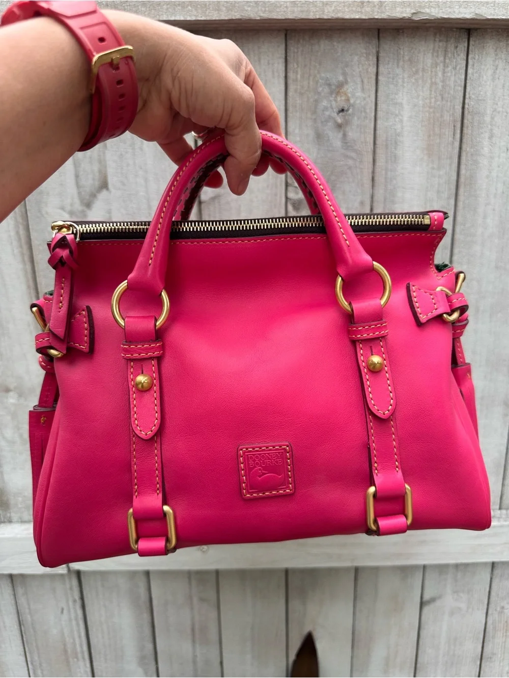 Dooney & Bourke Mini Fuchsia Leather Satchel